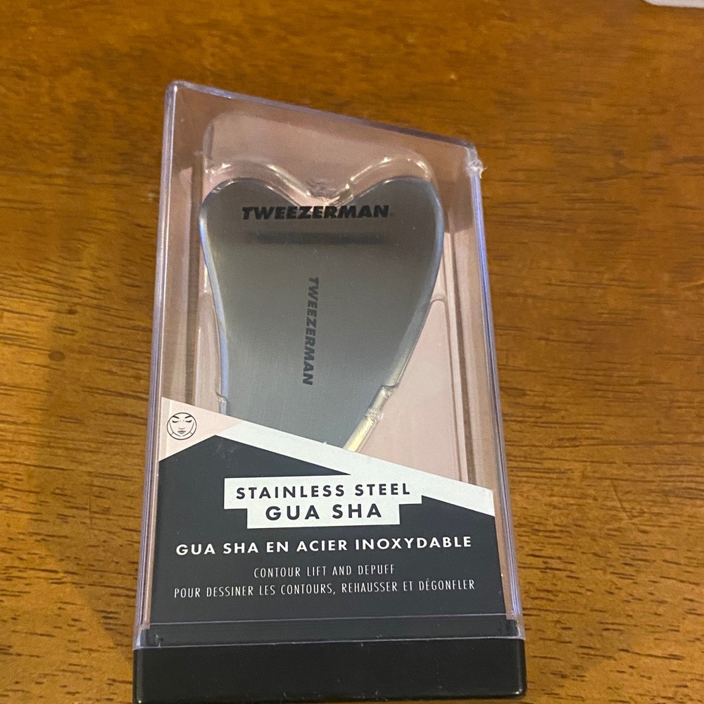 NWT Tweezerman Stainless Steel Gua Sha in sealed container.